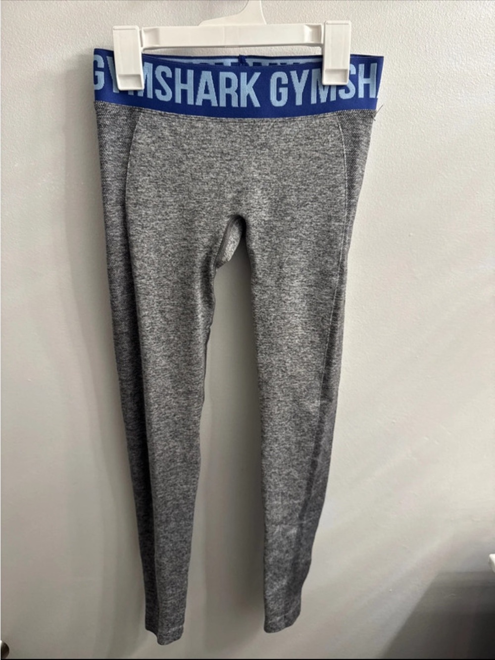 Gymshark Kids Gray Leggings with Blue Branded Waistband